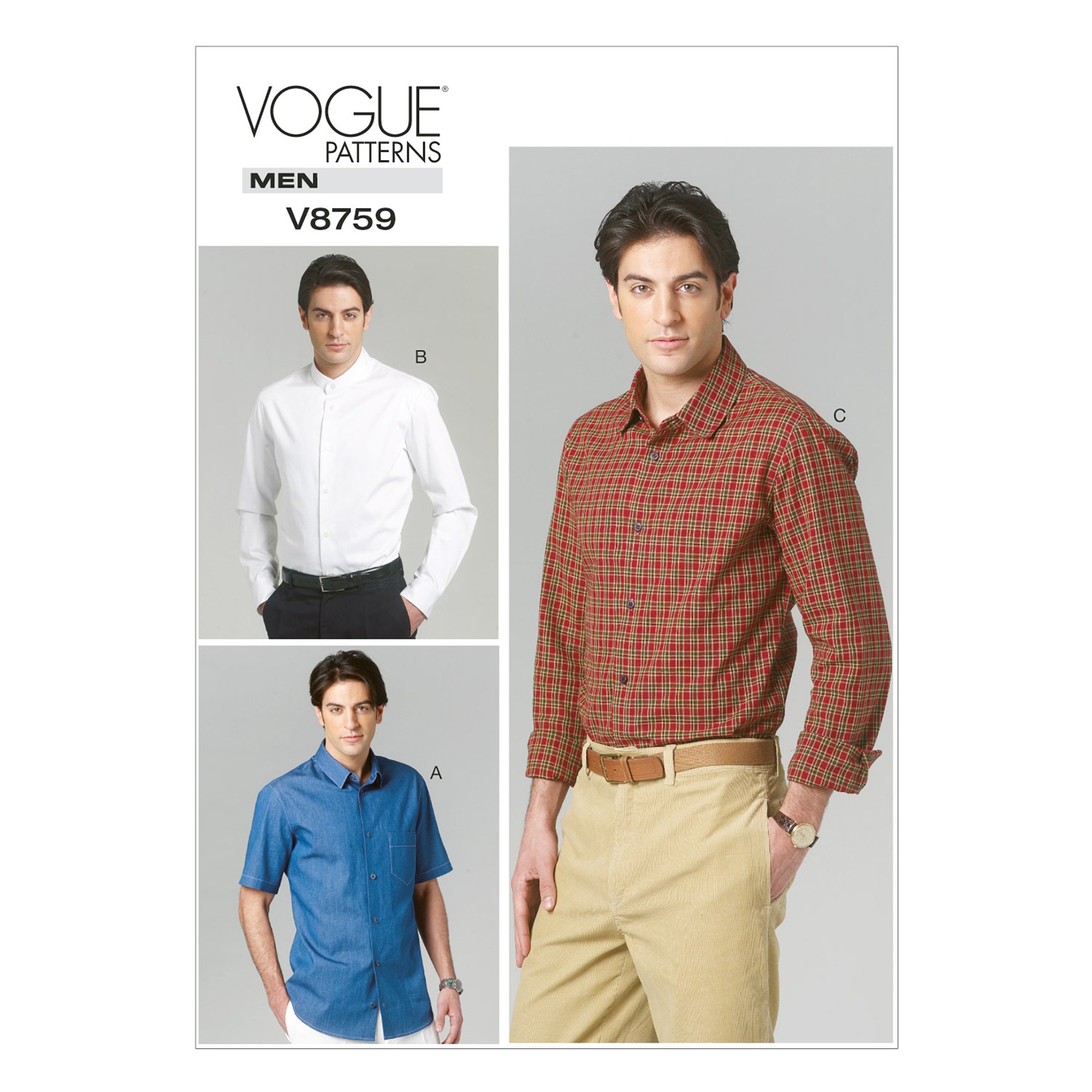 Vogue Patterns V8759 Size MXX 40-42-44-46 Men's Shirt