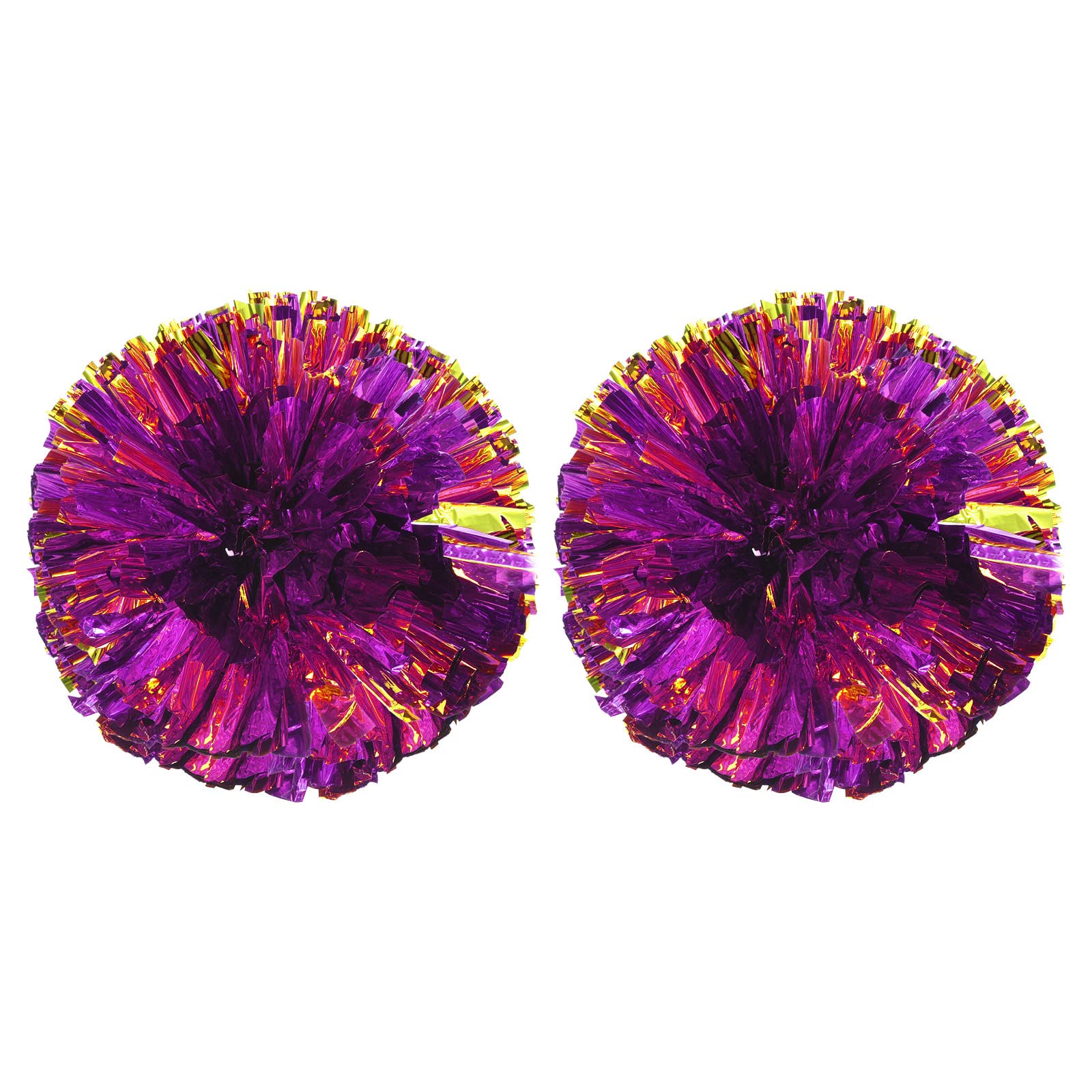 PATIKIL Cheerleading Pom Poms, 2 Pack PET Cheer Pom with Finger Holes for Sport Game Team Spirit Fun Dance Stage Events, Purple Golden