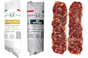 GIORGIO'S NATURALS Giorgio’s Naturals Handcrafted Dry-Aged Salami – Salame Di Manzo 5 Ounce, Beef Soppressata 5 Ounce Authentic Italian Sausage, Hard Salami, Pure Beef Salami, Charcuterie Meat