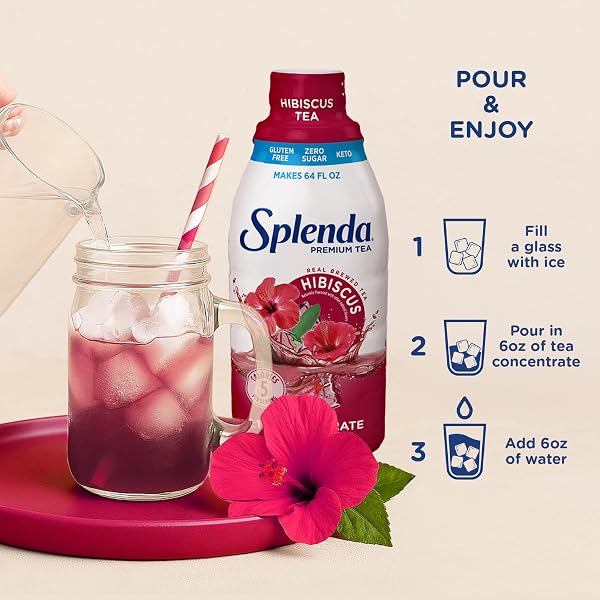 SPLENDA PREMIUM HIBISCUS TEA 1:1 CONCENTRATE, ZERO SUGAR, GLUTEN FREE, REAL BREWED TEA, 32 FL OZ