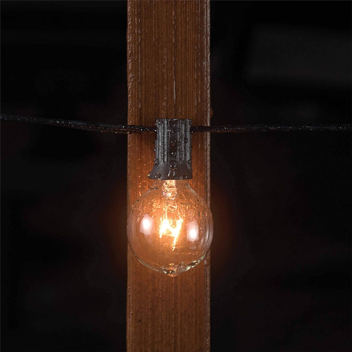 Mr Beams 5W G40 Bulb Incandescent Weatherproof Indoor/Outdoor String Lights, 100 feet, Black - - 