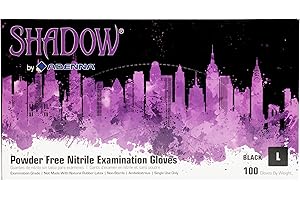 Adenna SHD936 Shadow 6 Mil Powder-Free Nitrile Exam Gloves, Medical Grade, Black, Large, Box of 100