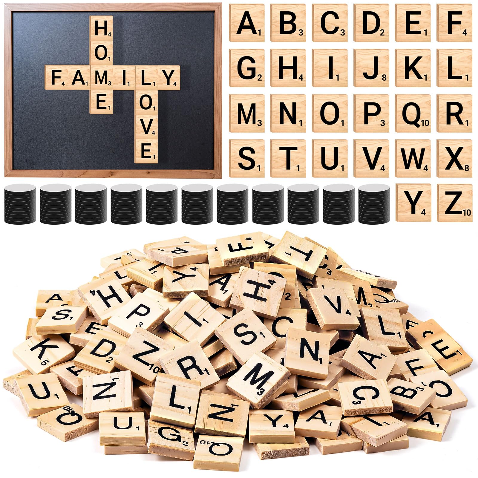 Photo 1 of 150 PCS Wood Magnetic Letter, Wooden Letter Magnets for Fridge Refrigerator Wall, Alphabet Tile Letters Magnetics for Fun Learning Decorative Game Board
