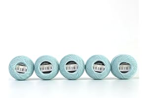 AmoHilos Size 80 (Thinner Than 0.3mm) Cotton Crochet Threads Singed Mercerized Egyptian Long Fiber Cotton Thread for Tatting, Lace, Dollies and Dolls Toys DIY Projects, 5 Balls Set (Set C)