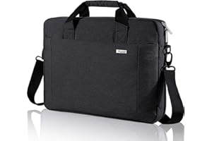 Voova Laptop Bag Case 17 17.3 Inch Computer Sleeve Messenger Bag with Shoulder Strap Expandable Waterproof Large Capacity Business Briefcase for Work Travel Fit 17-18” Laptop, Men Women, Black