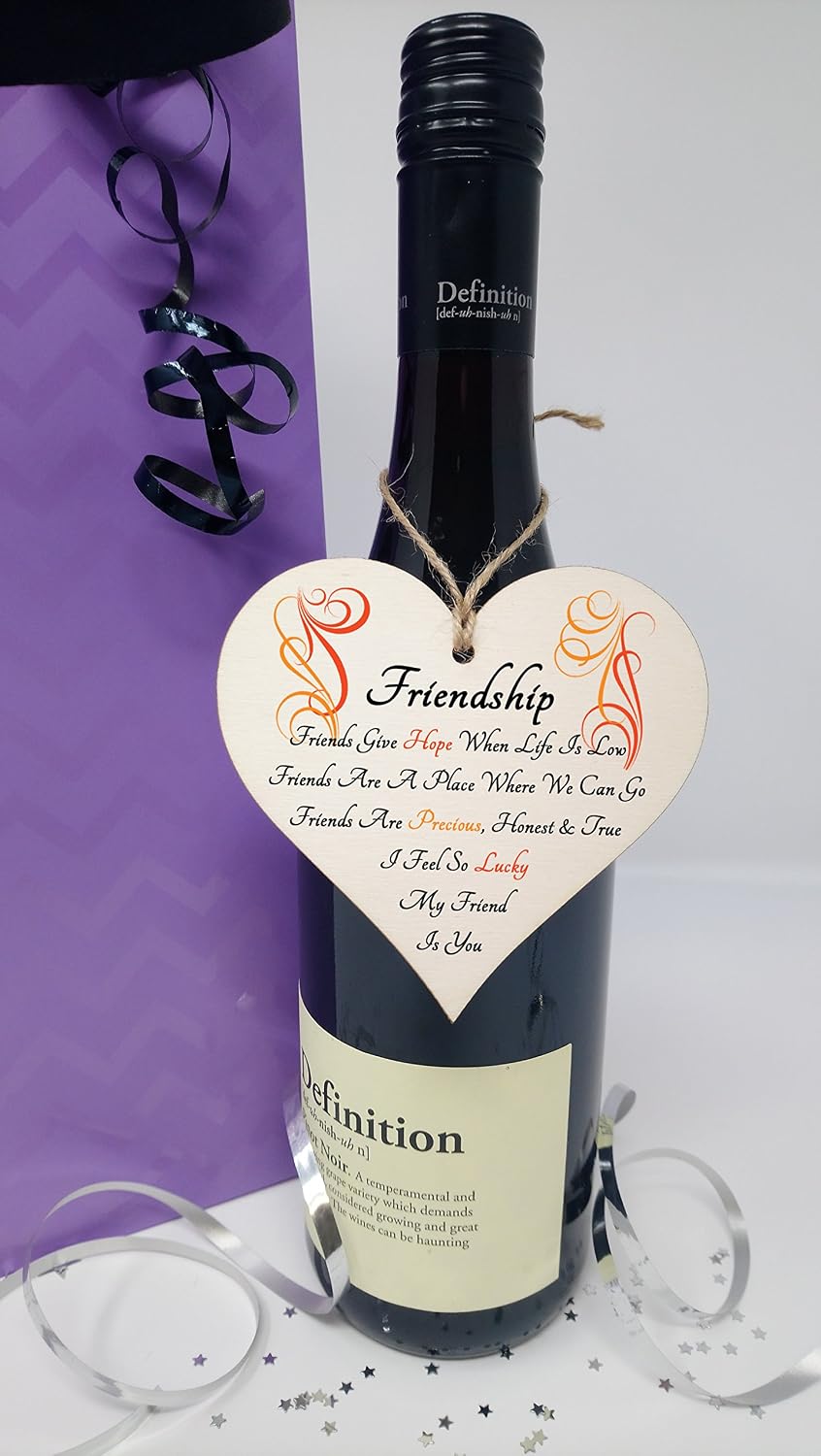 Heart Shaped Friendship Gift Plaque, Sentimental Wooden Hanging Decoration with Twine, Uplifting Quote for Best Friend BFF - Image 4