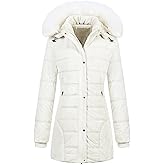 Chrisuno Women's Warm Winter Coat Velvet Puffer Jacket Quilted Faux Fur Hood