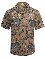 COOFANDY Men's 2 piece Short Set Hawaiian Guayabera