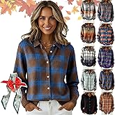 Women's Plaid Print Casual Cotton Buttoned Cardigan Sweater, Cropped Plaid Cardigan Sweaters for Women