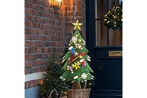 TERESA'S COLLECTIONS Christmas Garden Stake, Metal Outdoor Christmas Tree Decorations for Home, Welcome Sign with Solar Light, Green Waterproof Decoraions for Yard, Party Gifts,31"