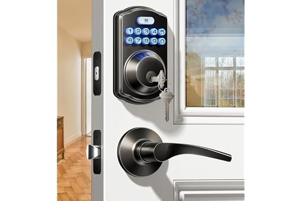 Veise Keyless Entry Door Lock with 2 Lever Handles - Electronic Keypad Deadbolt, Easy Installation Digital Smart Front Door L