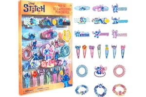Stitch Hair Accessory Set for Girls, 22 Piece Hair Clips, Barrettes, and Elastics, Perfect for Dress Up, Parties, and Everyda