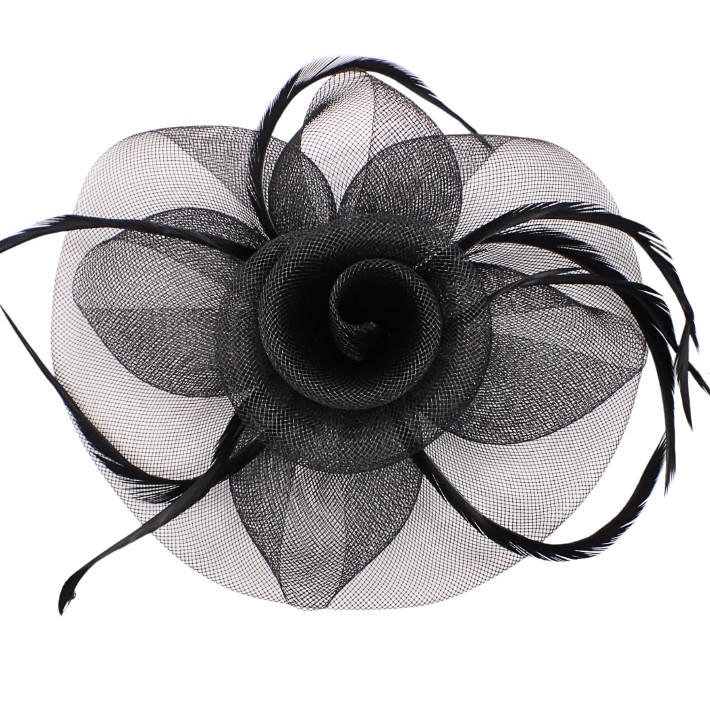 Topkids Accessories Flower Hair Clip Fascinator Hair Clips Fascinators Wedding Accessories Royal Ascot Attached To Brooch Pin & Beak Clip Suitable For Women, Ladies, Girls (Black)