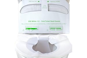 MOP MOB Biodegradable Half-Fold Toilet Seat Covers 500 Pk. Self-Flushing, Disposable Potty Papers Keep Toilets Clean and Family Healthy. Sanitary Paper Safety Covers for Commercial, Home, Travel and Kids Use