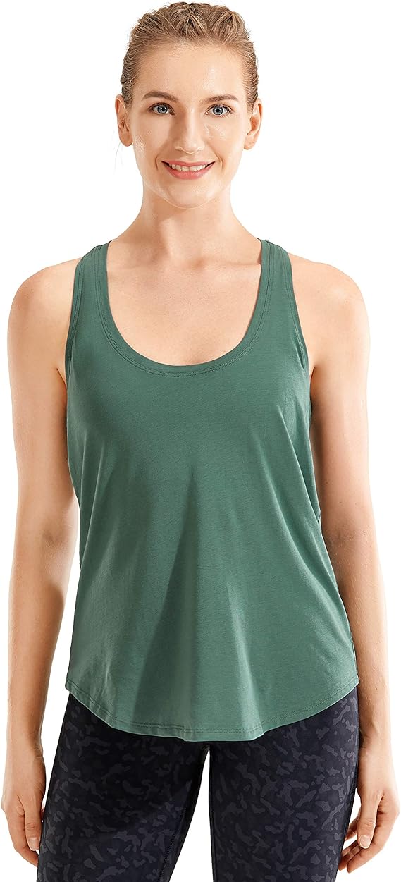 CRZ YOGA Women's Lightweight Pima Cotton Workout Tank TopsSoft