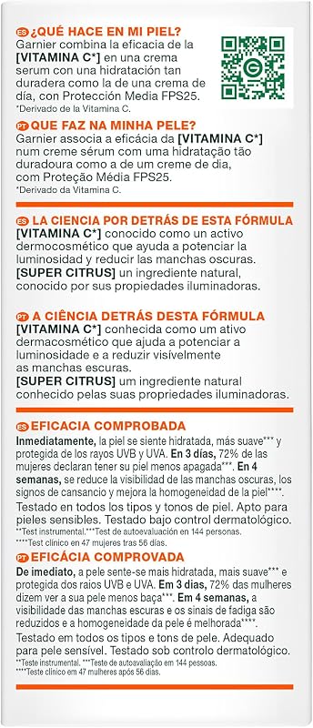 , 2-in-1-Gesichtsserum zum Aufhellen und gegen Hautunreinheiten, mit 20% Vitamin C und SPF25, nicht fettend, klinisch getestet, 50 ml