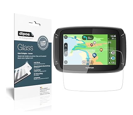 dipos I 2X Panzerfolie klar passend für Tomtom Rider 500 Schutzfolie 9H Displayschutz-Folie