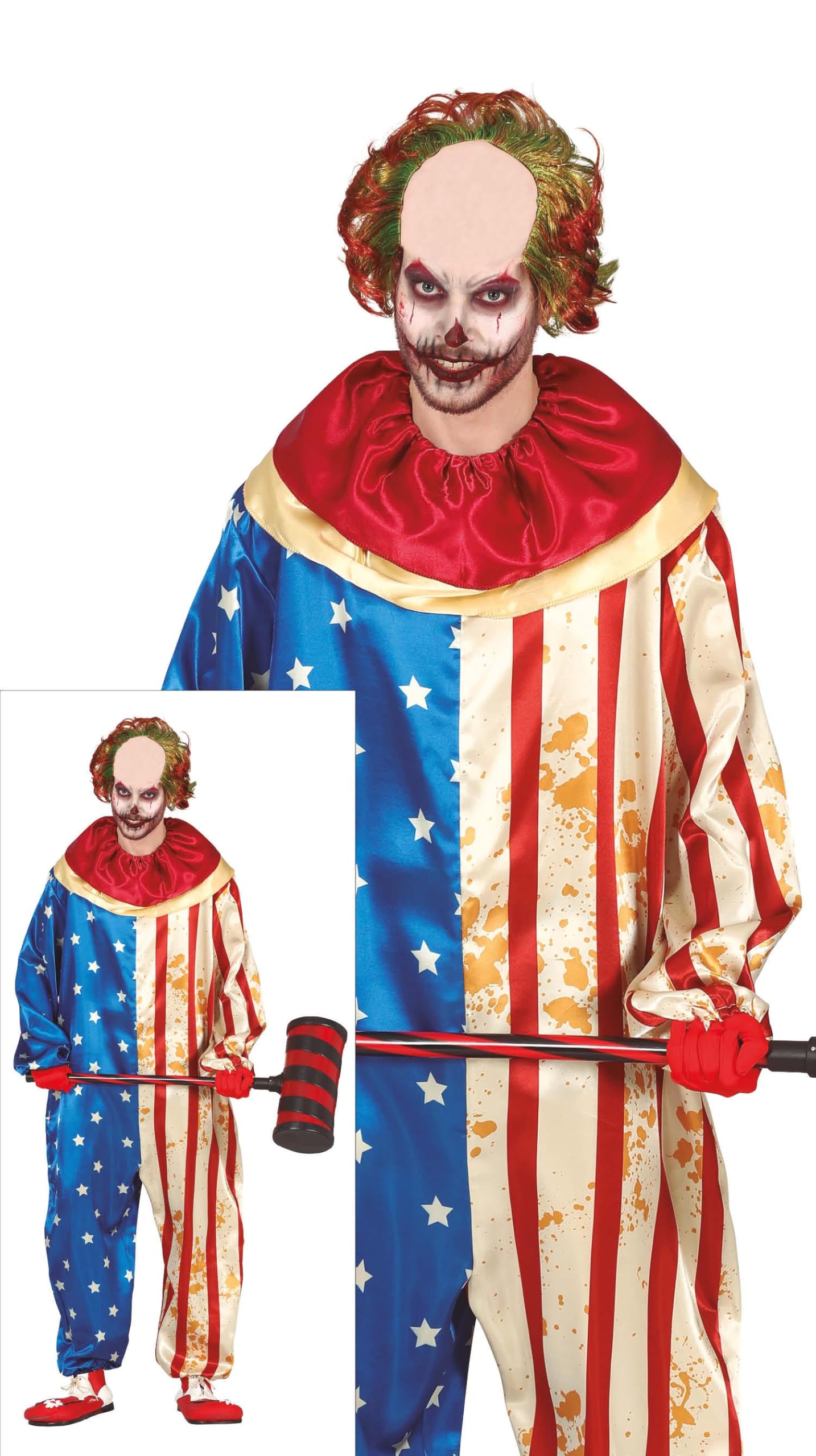 FIESTAS GUIRCA American Patriot Clown Fancy Dress Costume Adult Man Size L 42-44