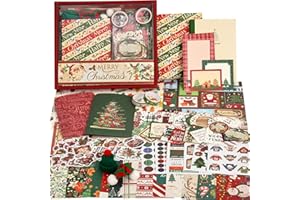 EMMOOLIFE Christmas Scrapbooking Supplies Kit, Aesthetic New Year Festival Scrapbook Kits for Bullet Junk Journal, Stationery, Notebook, DIY Cute Journaling Supplies, Craft Christma Gift for Teen Girl Kid Women