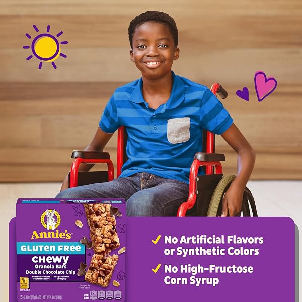 ANNIE’S GLUTEN FREE CHEWY GRANOLA BARS, DOUBLE CHOCOLATE CHIP, 5 BARS, 4.9 OZ