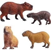 FLORMOON Animal Figures, 4pcs Plastic Capybara Figurines for Science Project, Learning Educational Toys, Birthday Cake Topper for Kids