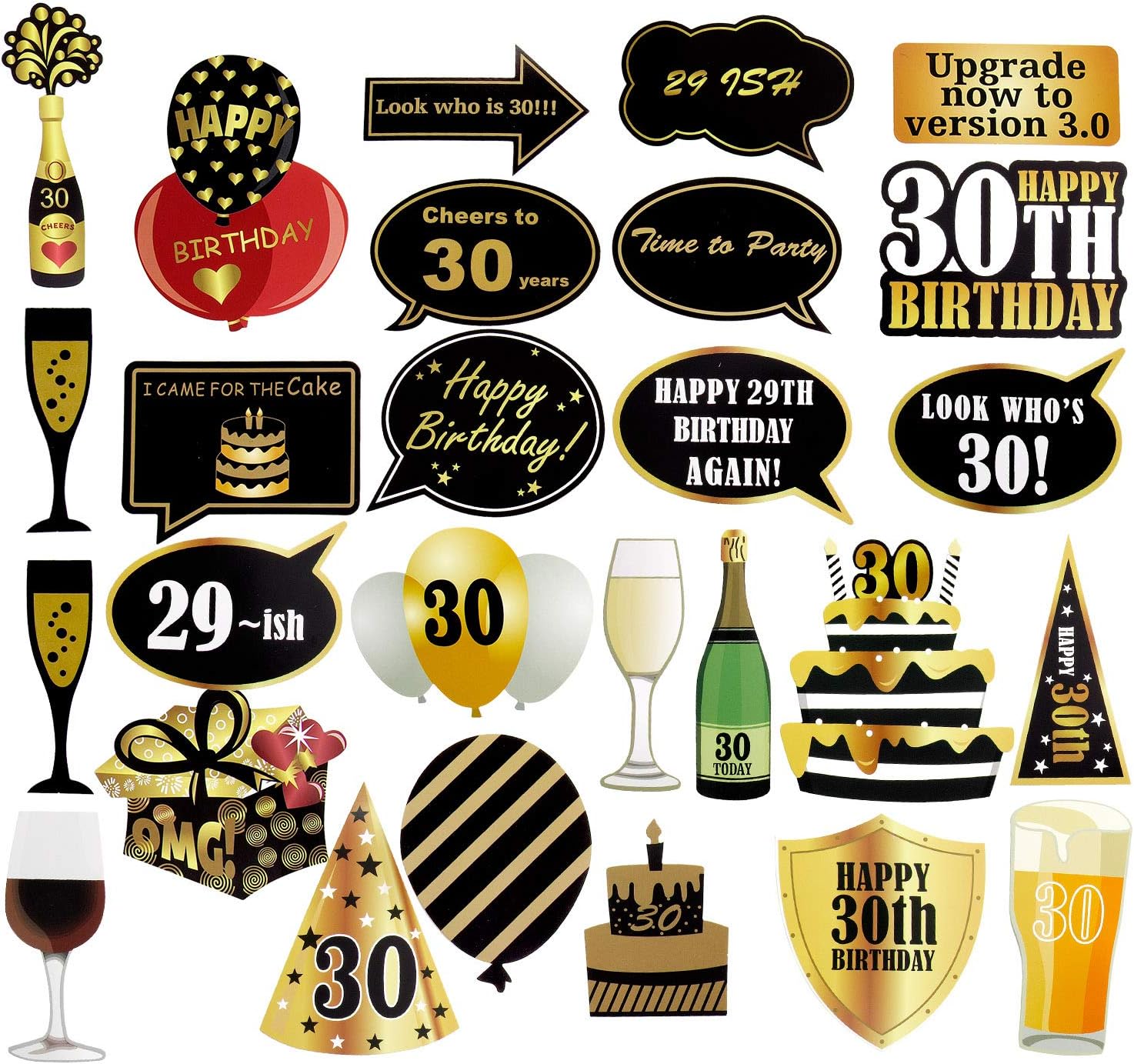 Wolintek 30th Birthday Party Photo Booth Props 59 Pcs 30th Birthday Celebration Photobooth Prop Diy Kit Suitable For Man And Woman Arts Crafts Party Supplies Springcanyonwsd Com