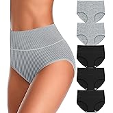 UMMISS Womens Underwear Cotton High Waisted Tummy Control Panties Plus Size Full Coverage Ladies Briefs
