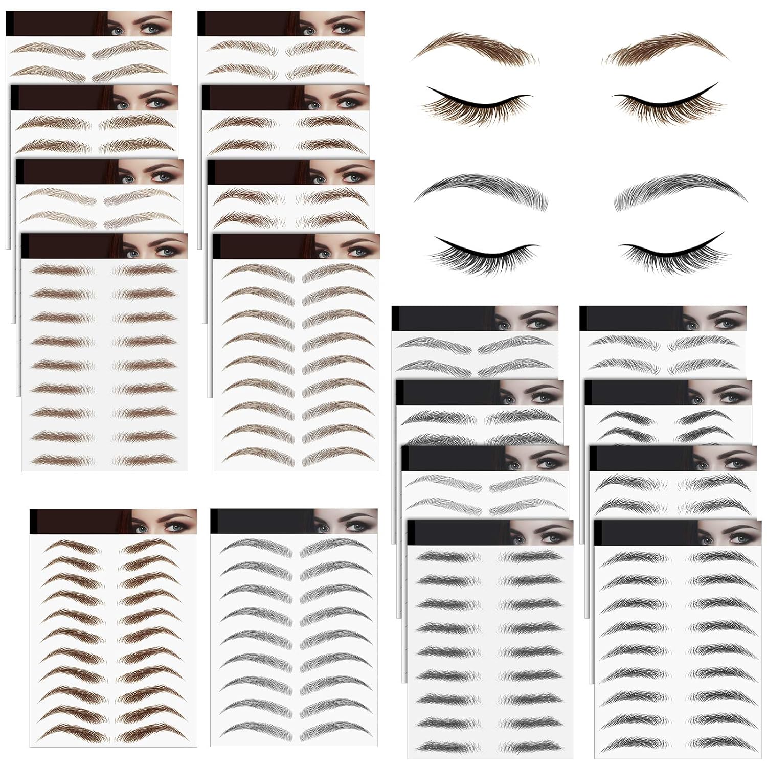 18 Sheets 4D HairLike Authentic Eyebrows Waterproof Eyebrow Tattoo Stickers
