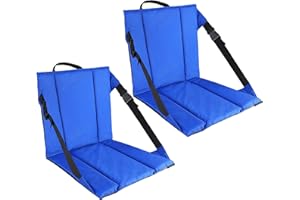 CAMPHILL 2PCS Portable Stadium Seat Cushion for Bleachers,Folding Lightweight Seat with Backrest,Adjustable Straps,Water-Resi
