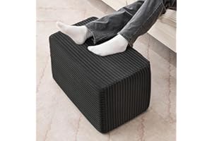 Paxato Rectangular Stuffed Pouf Ottoman Foot Rest, Corduroy Floor Pouf with Foam Chunk Filling, Multi-Functional Footstool Ot