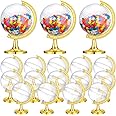 40 Pack Mini Gold Globe Clear Candy Boxes Earth Shaped Party Favor Containers Candy Plastic Gift Box Fillable Ornaments Crafts Decorations Small Candy Packing Box for Wedding Birthday Earth Day