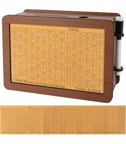 Amazon.com: Homgaty Wooden Money Box Money Bank,100 Days Saving