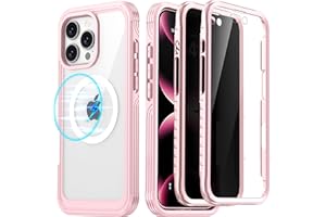 AMILIFECASES for iPhone 16 Pro Max Case, Double Front Frame Built-in 9H Tempered Glass Screen Protector + Privacy Screen Protector, Compatible with MagSafe, Magnetic Phone Case for iPhone 16 Pro Max