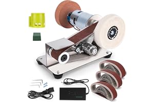 GDLIN Mini Belt Sander, 15°Electric Bench Grinder Sanding Machine, 7 Adjustable Speed Electric Knife Sharpener for Metal Working DIY, Woodworking, Plastic, Crafts