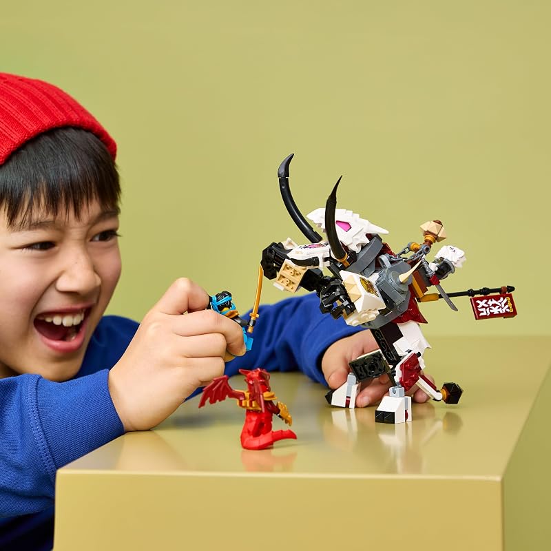 Ninjago Zilvar et Grimtak la Bête Draconique - Jouet Ninja avec Figurine & 3 Minifigurines Dont Kai & NYA - Cadeau d'anniversaire pour Garçon dès 7 Ans ou Fan du Soulèvement des Dragons 71863