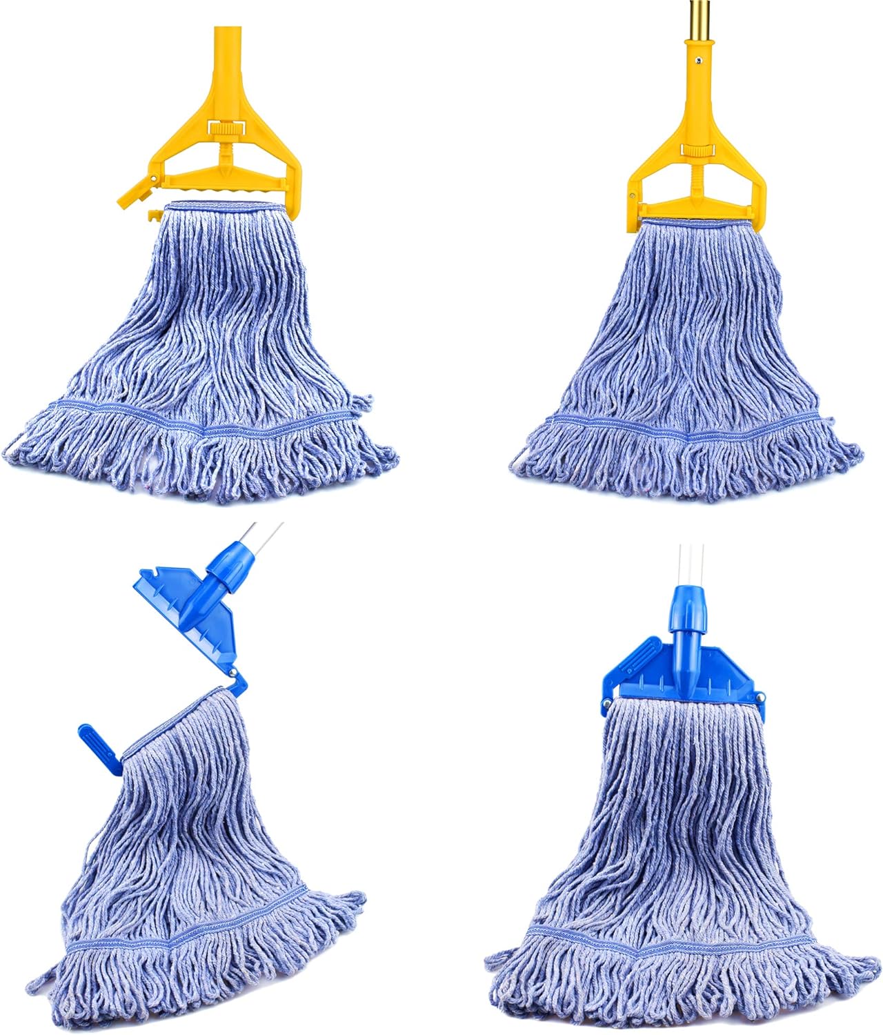 String Mop Heads Replacement Heavy Duty Commercial Grade Blue Cotton Looped End Wet Industrial Cleaning Mop Head Refills (1, Medium): Health & Personal Care