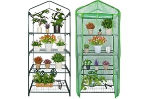 Kelived Mini Greenhouse for Indoor Outdoor, Small Plants Green House with 4 Tier Shelves, Portable Plastic Greenhouses with Durable PE Cover for Garden Backyard Patio Balcony Porch