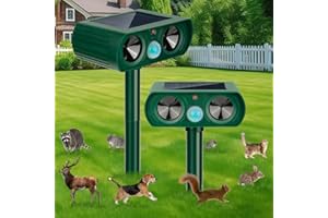 LRENQLLY 2 Pack 2025 Solar Animal Repellent Ultrasonic Cat Repellent Outdoor Deer Repellent Devices with Motion Sensor Animal Repeller to Repel Cat Deer Squirrel Rabbit Dog Skunk for Yard Lawn