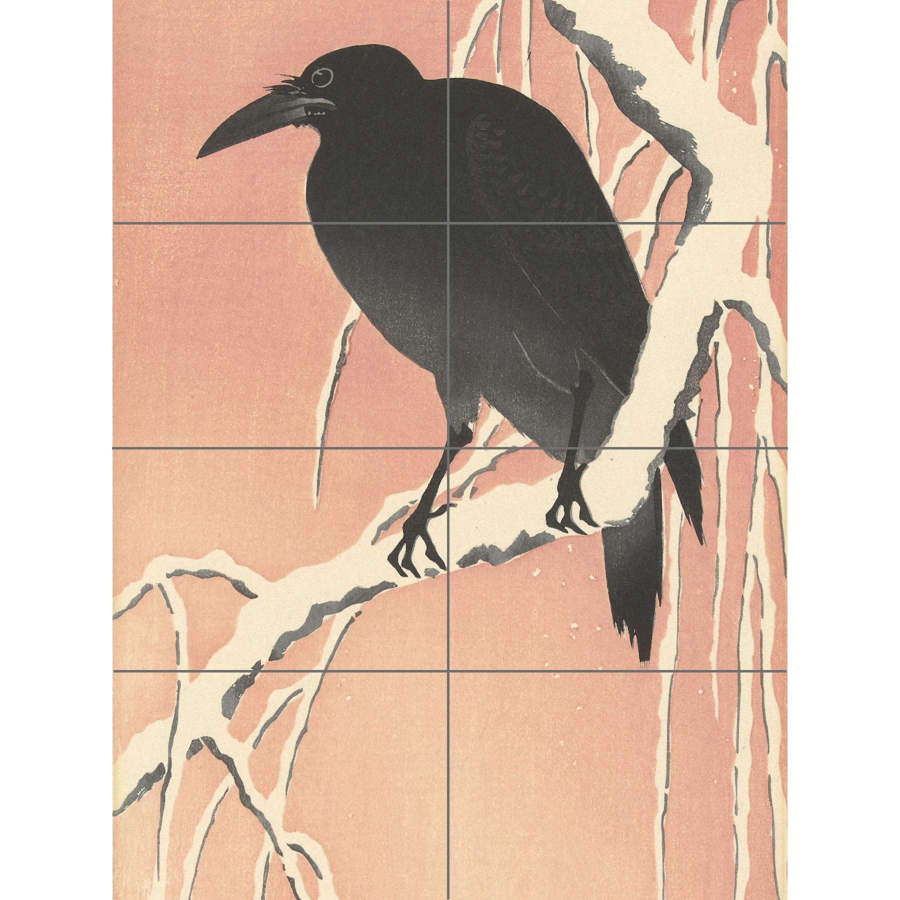 Artery8 Ohara Koson Crow On Snowy Branch Japanese Painting XL Giant Panel Poster (8 Sections)