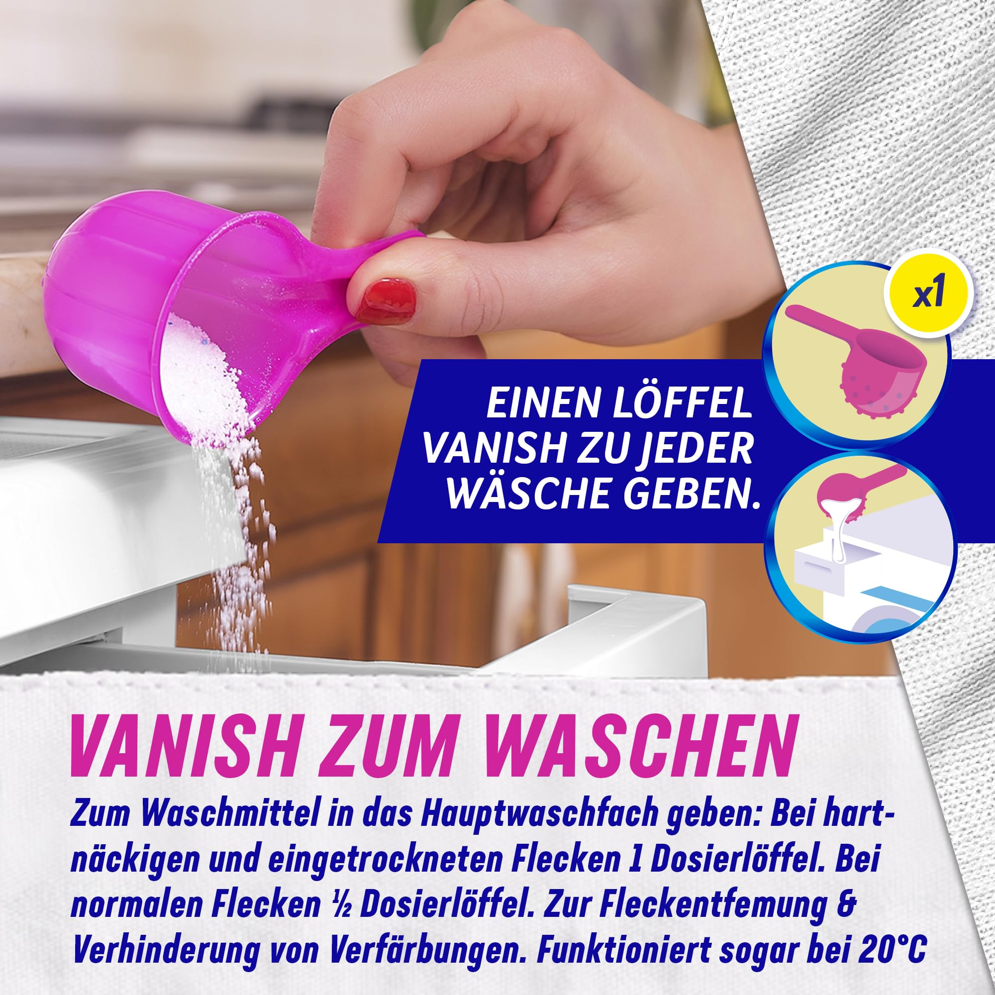 Vanish Oxi Action Powerweiss Pulver – 1 x 1,125 kg – Fleckenentferner und Wäsche-Booster Pulver ohne Chlor – Für weiße Wäsche 9