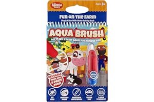 KangaToys Fun on The Farm Aqua Brush Activity Book - Reusable Water Coloring for Kids - Mess-Free Travel-Friendly Fun