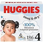 Huggies Size 4 Diapers, Snug & Dry Baby Diapers, Size 4 (22-37 lbs), 186 Count (6 Packs of 31), Packaging May Vary
