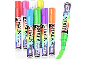 AKARUED Jumbo Chalk Window Markers for Cars Glass Washable: 8 Colors Liquid Chalk Markers Pen with 10mm Wide Tip, Chalkboard Marker, Window Paint Marker for Car Window, Blackboard, Auto Windshield Decorations