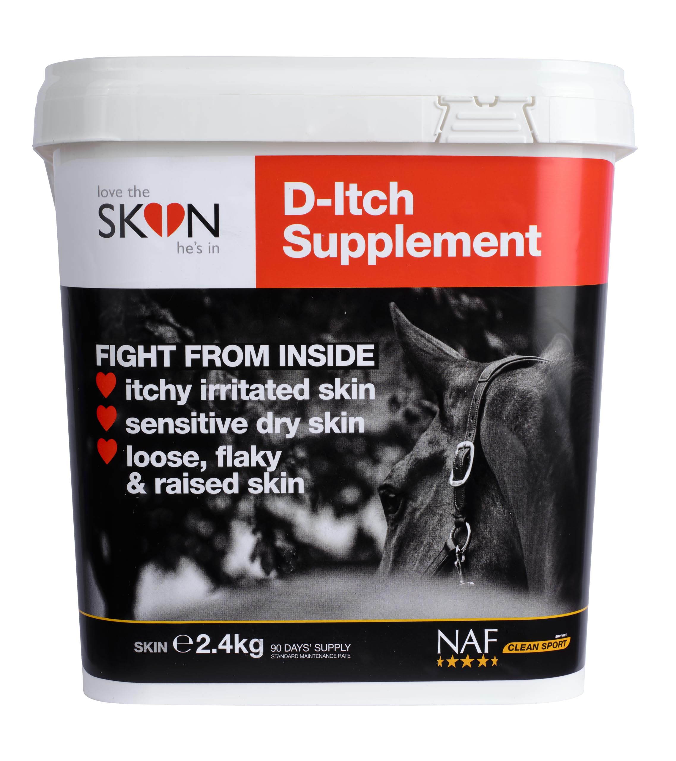 NAF Love the Skin He’s In D-Itch Supplement 2.4kg – Skin & Immune Support for Itchy Horses – With MSM, Herbal Extracts & Antioxidants – Aids Seasonal Skin Resilience