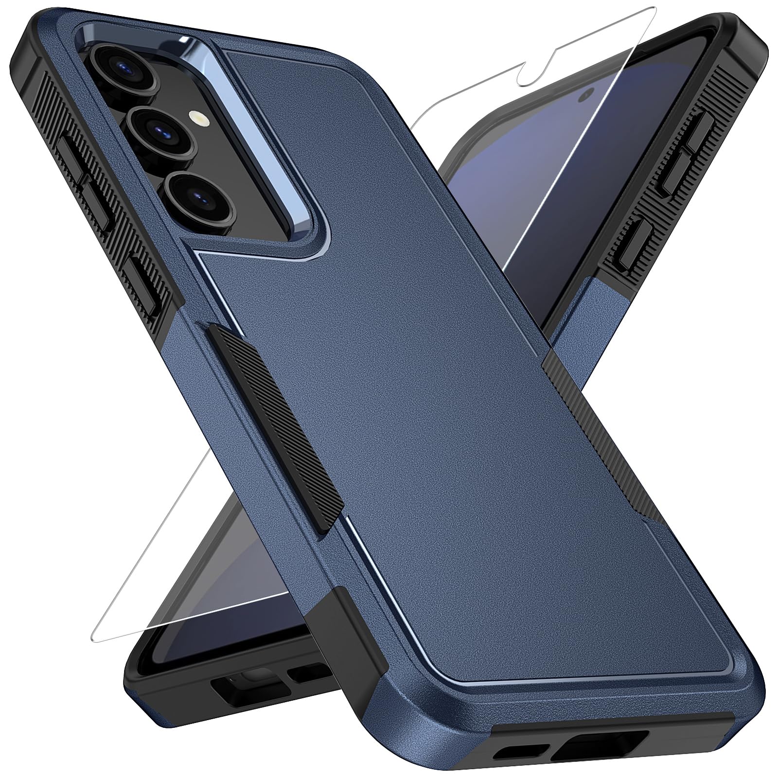 Photo 1 of Vinve for Samsung Galaxy S25 Case with HD Screen Protector, Military-Grade Shockproof & Dual-Layer Protection, Anti-Slip Grip Design Phone Case, Blue