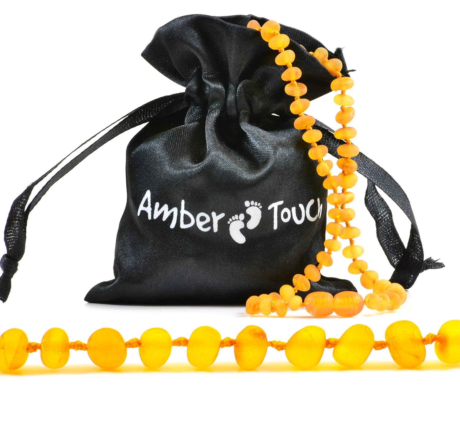 RAW Baltic Amber Necklace (Unisex) 13 inch. Unpolished Natural Amber from Baltic Region (Honey) : Baby