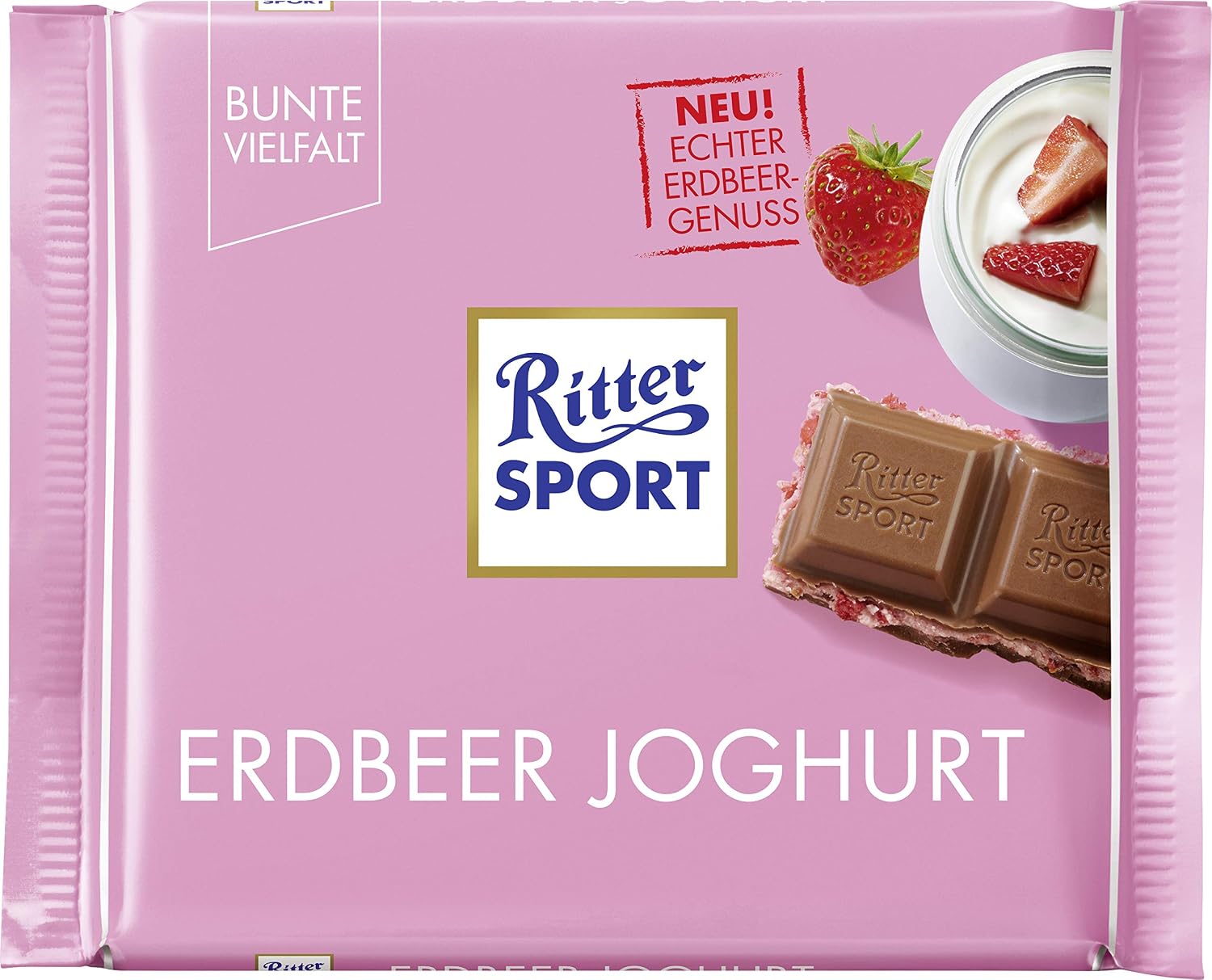 Ritter Sport Erdbeer Joghurt 100 G Vollmilchschokolade Mit