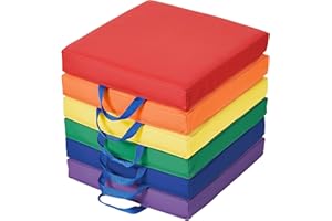 Back2School Express Square Floor Cushions with Handles, Flexible Seating, Assorted, 6-Piece