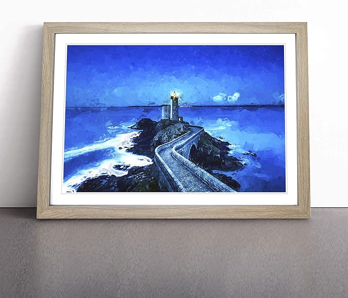 Framed Wall Art Print Lighthouse & Seascape in France in Abstract