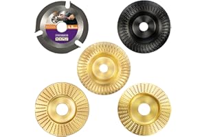 TOOVEM A FAMILY OF MANUFACTURERS TOOVEM 5PCS Angle Grinder Wood Carving Disc Set, for 4" and 4 1/2" Angle Grinder with 5/8" Arbor, Angle Grinder Attachments Wood Carving Tools for Wood Stump Cutting, Grinding and Polishing